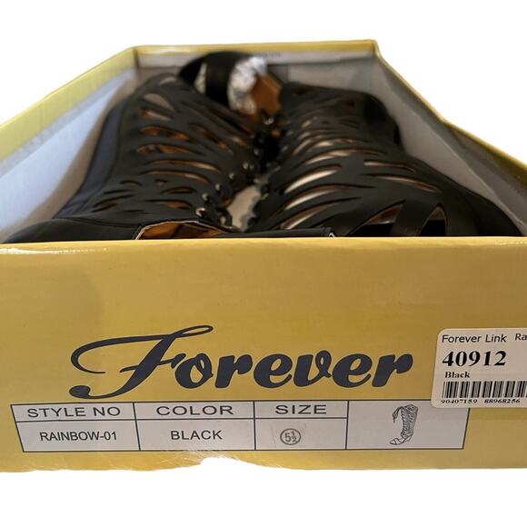 NEW Forever Gladiator Wedge Butterfly Tie Front Sandals Black Womens Sz 5.5 NIB - Picture 6 of 15